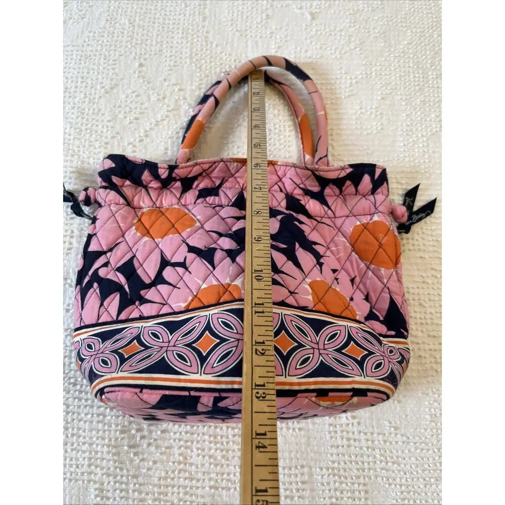Vera Bradley Quilted Pink Floral Cinch Drawstring Handbag Bucket Bag Shoulder